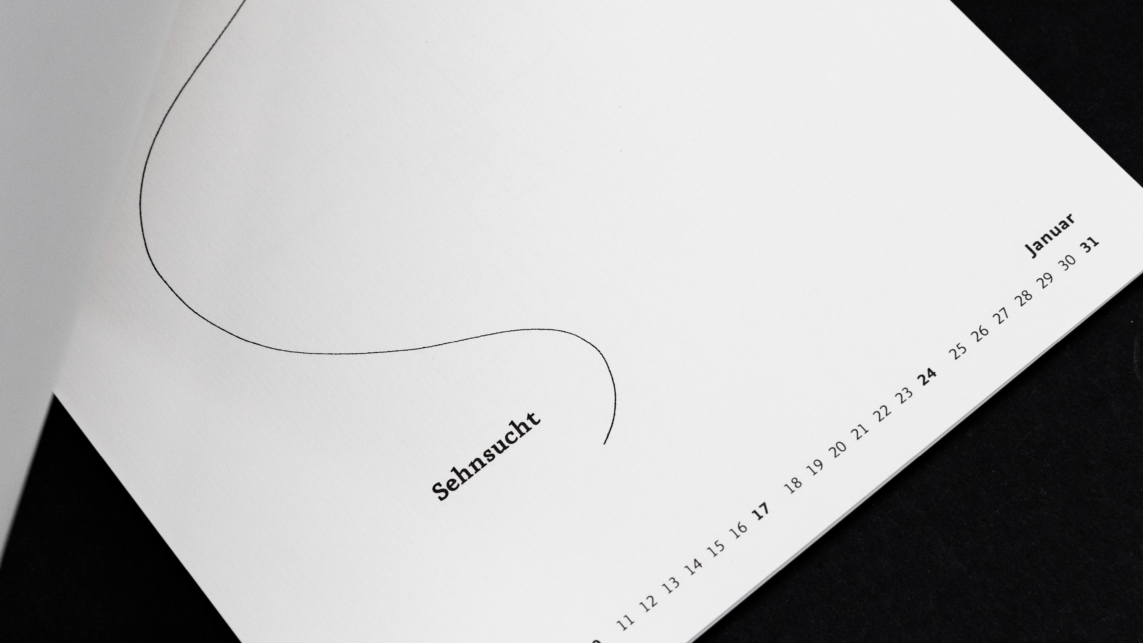 VISUELL Blogbeitrag: Wort und Form VISUELL Blogbeitrag: VISUELL-Kalender 2021: Monatsseite Januar– Aufschrift: Sehnsucht