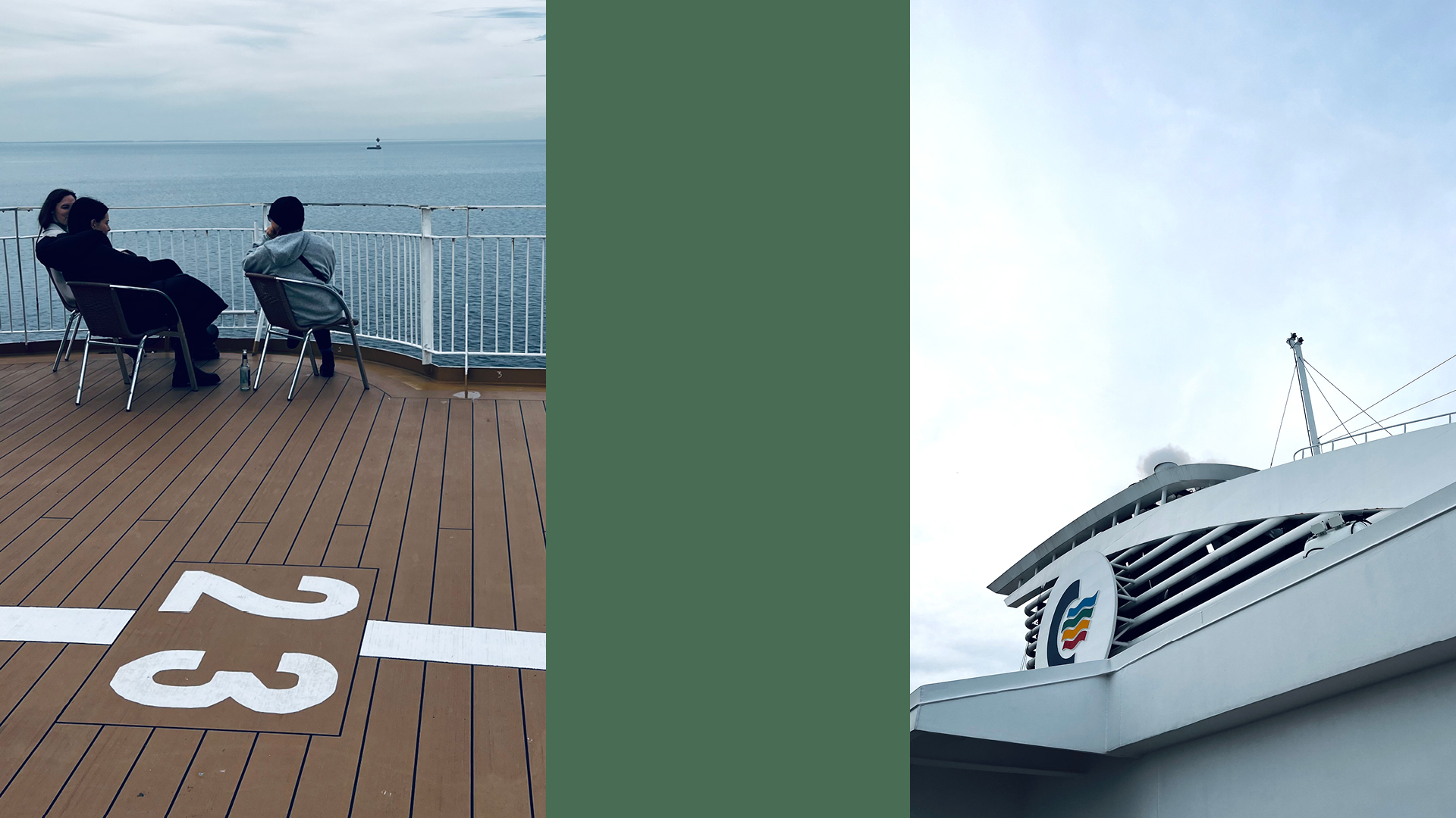 VISUELL Blogbeitrag: Weiterbildung in Oslo: Zwei Personen sitzen auf dem Deck einer Fähre
