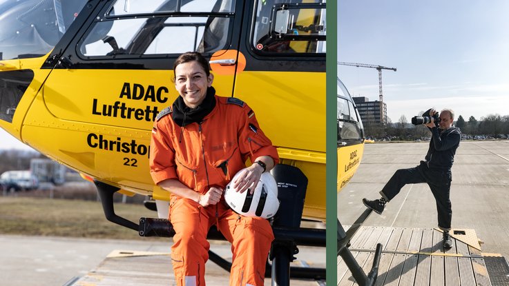 VISUELL Blogbeitrag: Wir fotografieren und schreiben die Titelstory des DeinsMeinsUnsers, das Thema: die ADAC Luftrettung in Ulm mit dem Christoph 22 VISUELL Blogbeitrag: ADAC Luftrettung in Ulm mit dem Christoph 22: Claudia Reich sitzt vor dem gelben Helikopter Christoph 22